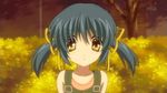  animated animated_gif bare_shoulders clannad lowres overalls salute screencap solo sunohara_mei 