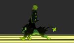  denji_(pokemon) gen_4_pokemon glowing green_hair gym_leader luxray male_focus pokemon pokemon_(creature) running taoru_(t_kiji) 