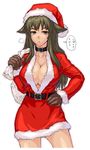  animal_ears breasts christmas cleavage collar copyright_request hat huge_breasts long_hair santa_costume santa_hat sasagawa_(haikaiki) solo 