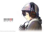  ? bangs barcode beanie black_hair cable closed_eyes closed_mouth digital_media_player english fur_trim gloves gou_(double_trigger) grey_gloves grey_hat hat headphones highres holding light_smile listening_to_music original profile short_hair simple_background solo upper_body wallpaper watermark web_address white_background winter_clothes 