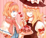  alice_margatroid bad_id bad_pixiv_id blonde_hair blue_eyes blueberry cake dada_(dolce) eating food fork fruit kirisame_marisa long_hair multiple_girls pastry plate raspberry strawberry tongue touhou 