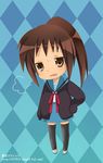  chibi genderswap genderswap_(mtf) kita_high_school_uniform kyon kyonko neko_(natsuiroclassic) ponytail school_uniform serafuku solo suzumiya_haruhi_no_yuuutsu thighhighs 