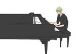  artist_request denji_(pokemon) grand_piano green_hair gym_leader instrument male_focus piano piano_bench pokemon simple_background sitting solo white_background 