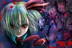  blonde_hair blood bloody_tears hair_ribbon kabutoyama necktie red_eyes ribbon rumia short_hair solo tears touhou 