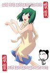  ahoge artist_request dancing dress green_hair highres macross macross_frontier nyan-nyan_dance one_eye_closed ranka_lee red_eyes short_hair 