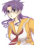  artist_request glasses lowres macross macross_frontier matsuura_nanase purple_hair red_eyes school_uniform solo uniform 