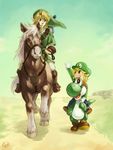  blonde_hair crossover epona fingerless_gloves gloves hat horse link luigi male nintendo pointy_ears sen_(pixiv111638) super_mario_bros. super_mario_brothers super_smash_bros. the_legend_of_zelda toon_link yoshi young_link 