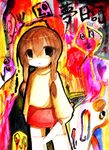  artist_request braid knife madotsuki skirt solo thighhighs twin_braids yume_nikki 