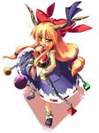  chain drunk horns ibuki_suika kokka_han long_hair orange_hair ribbon solo touhou 