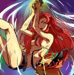  bad_id bad_pixiv_id boota breasts censored convenient_censoring gun hair_down jenny_(praesepe) lens_flare long_hair lowres red_hair short_shorts shorts small_breasts tengen_toppa_gurren_lagann tengen_toppa_gurren_lagann:_gurren-hen topless weapon yellow_eyes yoko_littner 