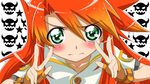  cure_peace_pose double_v frown gloves green_eyes long_hair luke_fon_fabre male_focus mayuko_(nijiro_sekai) parody precure red_hair smile_precure! solo tales_of_(series) tales_of_the_abyss v 