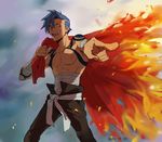  bad_id bad_pixiv_id bandages belt blue_hair jenny_(praesepe) kamina male_focus pointing sarashi shirtless solo tattoo tengen_toppa_gurren_lagann 