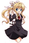  air blonde_hair blue_eyes highres kamio_misuzu long_hair oumi_neneha ponytail school_uniform solo very_long_hair 