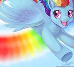  female feral friendship_is_magic hair horse lauren_magpie magpie_(artist) mammal multi-color_hair multi-colored_hair my_little_pony pegasus pony rainbow_dash_(mlp) rainbow_hair smile solo sonic_rainboom wings 