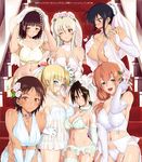  :d ;) bare_shoulders black_hair blonde_hair blue_eyes blush bow bow_bra bra breasts bridal_gauntlets bridal_veil bride brown_eyes brown_hair buchou_(koinaka) bursting_breasts cleavage dark_skin dress earrings elbow_gloves flower garter_belt gloves hair_flower hair_ornament hand_on_hip himawari_(koinaka) hotaru_(koinaka) huge_breasts jewelry kasuga_(koinaka) kasumi_(koinaka) koinaka_(manga) large_breasts leaning_forward lingerie long_hair looking_at_viewer lunch_(lunch3) midriff multiple_girls natsume_(koinaka) navel necklace one_eye_closed open_mouth orange_hair original panties pearl_necklace ring see-through sensei_(koinaka) shiny shiny_skin short_hair side-tie_panties sideboob sidelocks smile underboob underwear underwear_only v_arms veil wardrobe_malfunction wavy_mouth wedding_dress white_hair white_panties yellow_eyes 