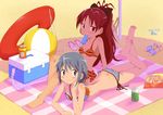  arm_support ass bad_id bad_pixiv_id ball barefoot beachball bikini blue_eyes blue_hair blush butt_crack can cooler feet food innertube long_hair lying mahou_shoujo_madoka_magica miki_sayaka multiple_girls on_stomach ponytail popsicle red_eyes red_hair sakura_kyouko sandals sarong shade shima_majin short_hair side-tie_bikini smile soda_can striped striped_bikini striped_sarong striped_swimsuit swimsuit toes 