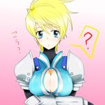  1girl armor blonde_hair blue_eyes breasts flynn_scifo genderswap short_hair tales_of_(series) tales_of_vesperia 