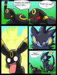  comic dialog eeveelution english_text fangs female kuroodod luxray male nintendo pok&#233;mon pok&eacute;mon text umbreon video_games 