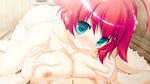  blush breasts close game_cg makita_maki nipples nude red_hair shinigami_no_testament short_hair takamiya_ayumu wet 