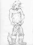  clothing kaputotter male mammal mustelid necklace otter pants pants_down penis sketch solo topless uncut 