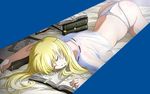  ass bed_sheet blonde_hair book break_blade breasts closed_eyes highres long_hair lying medium_breasts no_pants on_stomach open_book panties screencap sideboob sigyn_erster stitched third-party_edit underwear white_panties 