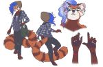  2018 5_fingers 5_toes ailurid barefoot blue_hair clothed clothing ear_piercing eyewear girly glasses hair looking_at_viewer male mammal model_sheet piercing red_panda simple_background solo toes unimpressive white_background 
