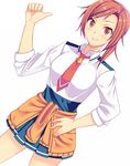  abe_(roiz) bad_id bad_pixiv_id hand_on_hip hino_akane_(smile_precure!) nanairogaoka_middle_school_uniform necktie precure red_eyes red_hair school_uniform short_hair simple_background skirt sleeves_rolled_up smile smile_precure! solo white_background 