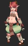  3d blush goblin goblin_(mamono_girl_lover) horns mamono_girl_lover midriff monster_girl monster_girl_encyclopedia red_hair tã•ã‚“ 