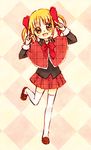  1girl blonde_hair brown_eyes ribbon shoes shugo_chara! thighhighs yuiki_yaya 