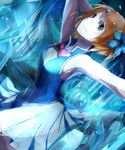  bad_id bad_pixiv_id blue blue_dress blue_eyes brown_hair crystal dress flower hair_flower hair_ornament hand_behind_head norma_beatty solo tales_of_(series) tales_of_legendia xxxceller 