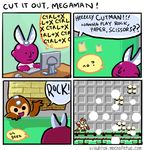  :d brick comic computer cutman death english gameplay_mechanics jonathan_kim keyboard_(computer) multiple_boys office open_mouth pun rock_paper_scissors rockman rockman_(character) smile 