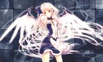  blonde_hair dress headphones long_hair original purple_eyes white_hair wings yashiro_seika 