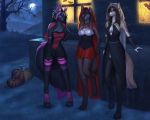  2018 amber_eyes anthro black_fur blue_eyes boots brown_fur can-can canid canine canis clothing costume creepy demon dress female food footwear fruit fur hair halloween hi_res holidays hybrid krisztina legwear little_red_riding_hood_(copyright) luxy magic_user mammal pink_fur pumpkin scar smiju stockings tan_fur tattoo witch wolf wyla wyla_(character) 