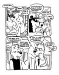  black_and_white canine comic conner dog ear_piercing english_text howie_(vasuki) male mammal monochrome mustelid piercing shiba_inu text vasuki 