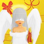  angel blindfold halo highres silver_hair vayra_loyce white_dress wings 