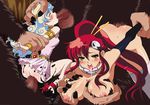  breasts censored cum fellatio group large_breasts long_hair nia_teppelin oral rape red_hair tears tengen_toppa_gurren_lagann yellow_eyes yoko_littner 