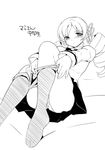  bad_id bad_pixiv_id blush dressing drill_hair greyscale jiji long_sleeves mahou_shoujo_madoka_magica monochrome panties pantyhose pantyhose_pull school_uniform skirt solo tomoe_mami twin_drills twintails underwear 