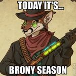  anthro brony canine caption cowboy edit english_text eyes eyewear felixthefox fox friendship_is_magic glasses gloves gun hat lol_comments male mammal meme my_little_pony plain_background ranged_weapon scarf season solo steampunk text weapon west_(artist) 