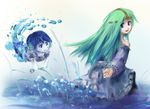  bare_shoulders blue_hair detached_sleeves furoaoba green_hair long_hair luca_(seiken_densetsu) multiple_girls polearm seiken_densetsu seiken_densetsu_2 tiara trident undine_(seiken_densetsu) water weapon 