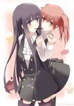  akabane_rin bad_id bad_pixiv_id blush food inu_x_boku_ss long_hair multiple_girls pocky pocky_kiss roromiya_karuta school_uniform shared_food shirakiin_ririchiyo yuri 