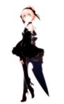  alternate_costume black_choker black_dress black_legwear choker dress full_body green_eyes hairband highres kanonno_earhart pantyhose pink_hair short_hair smile solo tales_of_(series) tales_of_the_world_radiant_mythology_2 very_short_hair white_background yumemitsuki 