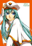  alice_carroll aria bad_id bad_pixiv_id beret blue_eyes capelet character_name fingerless_gloves gloves green_hair hat kohuseigetsu long_hair orange_planet_uniform solo uniform 