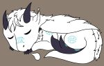  absurd_res chibi claws curled_up dragon feral fur fur_markings hi_res horn hunamarts male markings sleeping solo tail wings wings_folded 