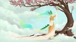  breasts clothed clothing cloud clouds detailed_background dragon feline female horn hybrid iggi iggi_eastwind lizard mammal ocelot reptile scalie scenery spring tree wood 