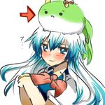  :3 bad_id bad_pixiv_id blue_hair blush chibi ex-keine horn_ribbon horns kamishirasawa_keine kamishirasawa_keine_(hakutaku) long_hair rebecca_(keinelove) ribbon solid_circle_eyes solo sukusuku_hakutaku touhou 