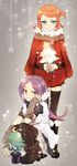  bad_id bad_pixiv_id blue_eyes christmas_tree hasuike_an inazuma_eleven inazuma_eleven_(series) long_hair multiple_girls nana0813 orange_hair pantyhose purple_eyes purple_hair short_hair thighhighs touchi_ai 