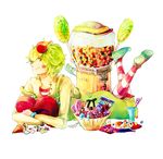  bad_id bad_pixiv_id candy candy_apple chewing_gum cup drinking_straw food food_on_head green_eyes green_hair gumball gumball_machine happy_tree_friends heart lollipop lying male_focus nutty object_on_head on_stomach pantyhose personification simple_background smile solo striped striped_legwear sweets tsuyuxxx white_background 
