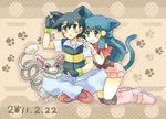  animal_ears anime ash black_hair blue_eyes blue_hair cat cat_ears cat_tail cats child couple dawn hikari hikari_(pokemon) long_hair love pokemon pokemon_(anime) satoshi satoshi_(pokemon) tail 