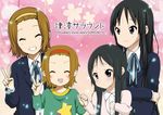  akiyama_mio bad_id bad_pixiv_id black_hair brown_hair dual_persona hairband k-on! long_hair multiple_girls official_style ragho_no_erika school_uniform short_hair tainaka_ritsu uniform v younger 