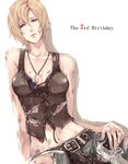  aya_brea bare_shoulders belt beretta_92 blonde_hair blue_eyes denim gun handgun jeans jewelry pants parasite_eve parasite_eve_the_3rd_birthday pistol short_hair solo tama_(tmfy5) torn_clothes weapon wet 